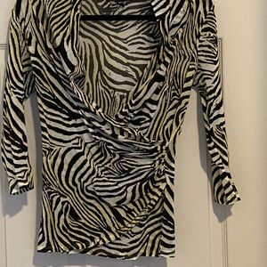 Karen Kane Black and Yellow Zebra Print Blouse